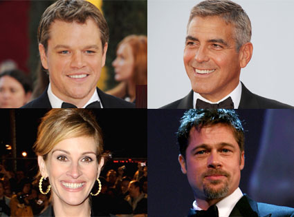 Matt Damon, George Clooney, Julia Roberts, Brad Pitt Matt Damon, George Clooney, Julia Roberts, Brad Pitt